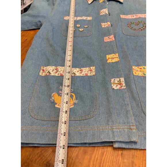Sz M/L - Vintage 90s Denim & Embroidery Jacket - Picture 9 of 9